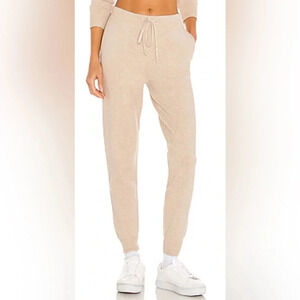 One Grey Day Sydney oatmeal high waisted knit front pockets joggers